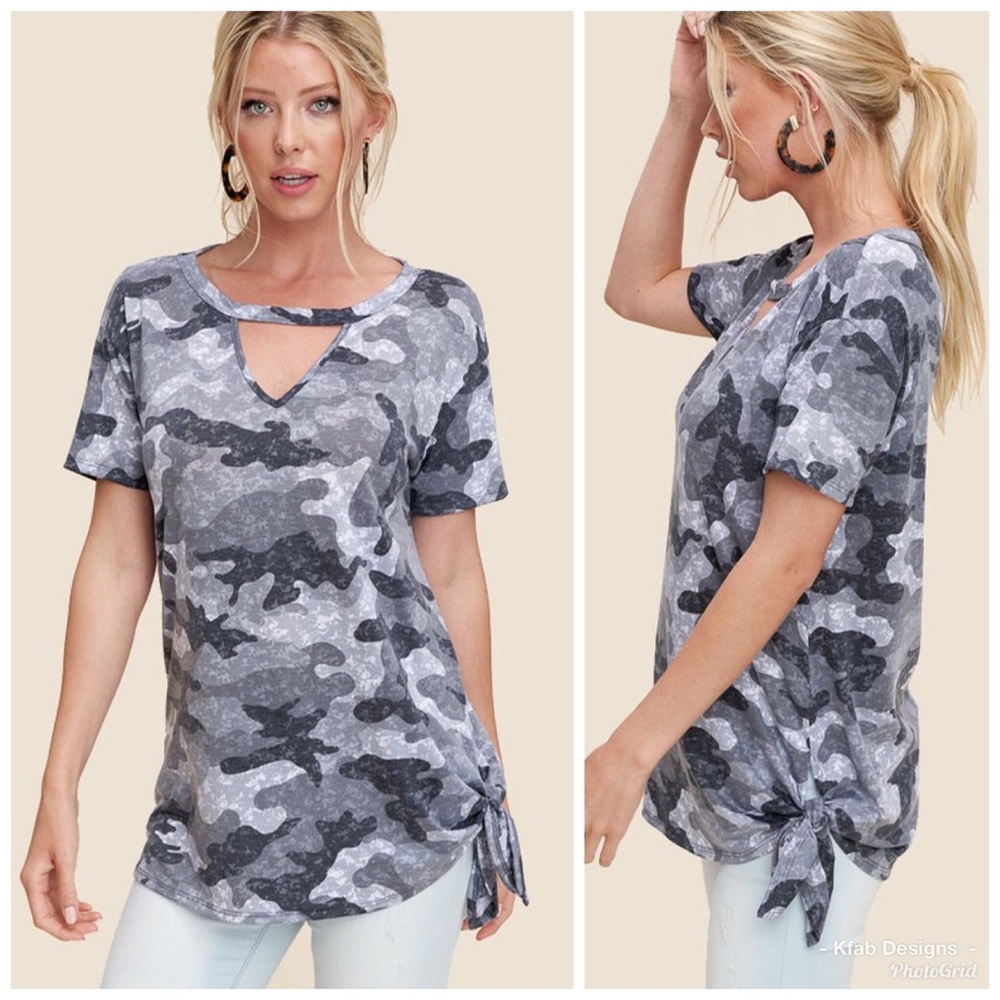 🛍LAST 1! Camo Side Tie Keyhole Tunic! - Picture 3 of 5